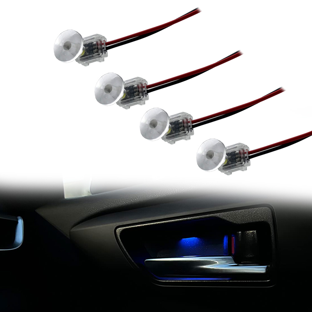 4Pcs LED Ambient Light Transparent Lamp Body Circular Car Inner Bowl Light Door Handle Lights Handrail Lights Decorative Lamp