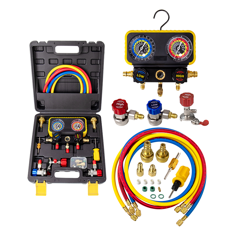 3 Way Manifold Gauge Set Manometer Diagnostic Tool R134a R22 R410a R32 for Auto Air Conditioning Refrigerant Gas