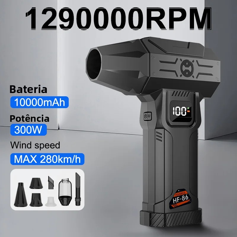Ventilador Turbo Poderoso HFX-05, Motor Sem Escovas com Pressão de Choque de 700g, Aspirador de Pó Portátil, Coletor de Poeira a Ar Comprimido Sem Fio