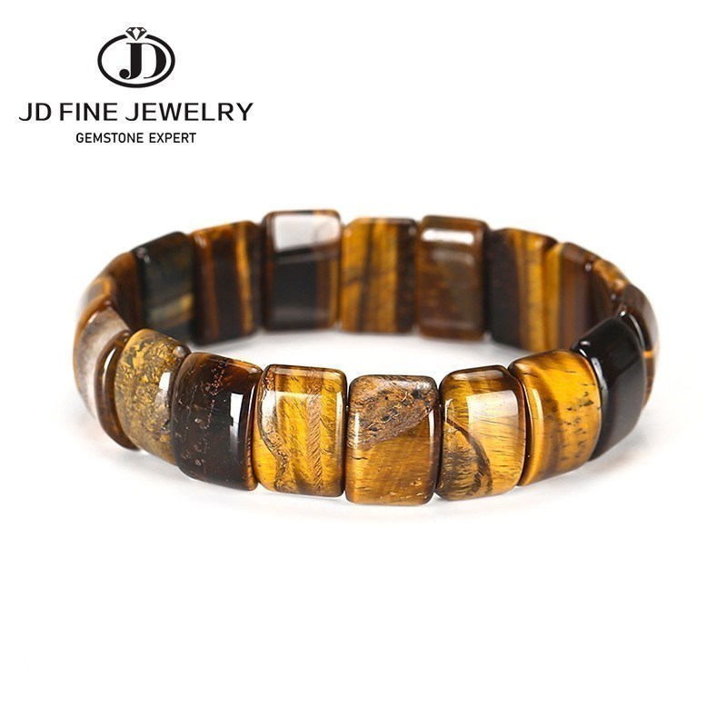 Jd pedra natural amarelo tigre olho grânulo pulseiras quadradas homens mulheres artesanal reiki cura pulseira yoga pulso jóias casais presente