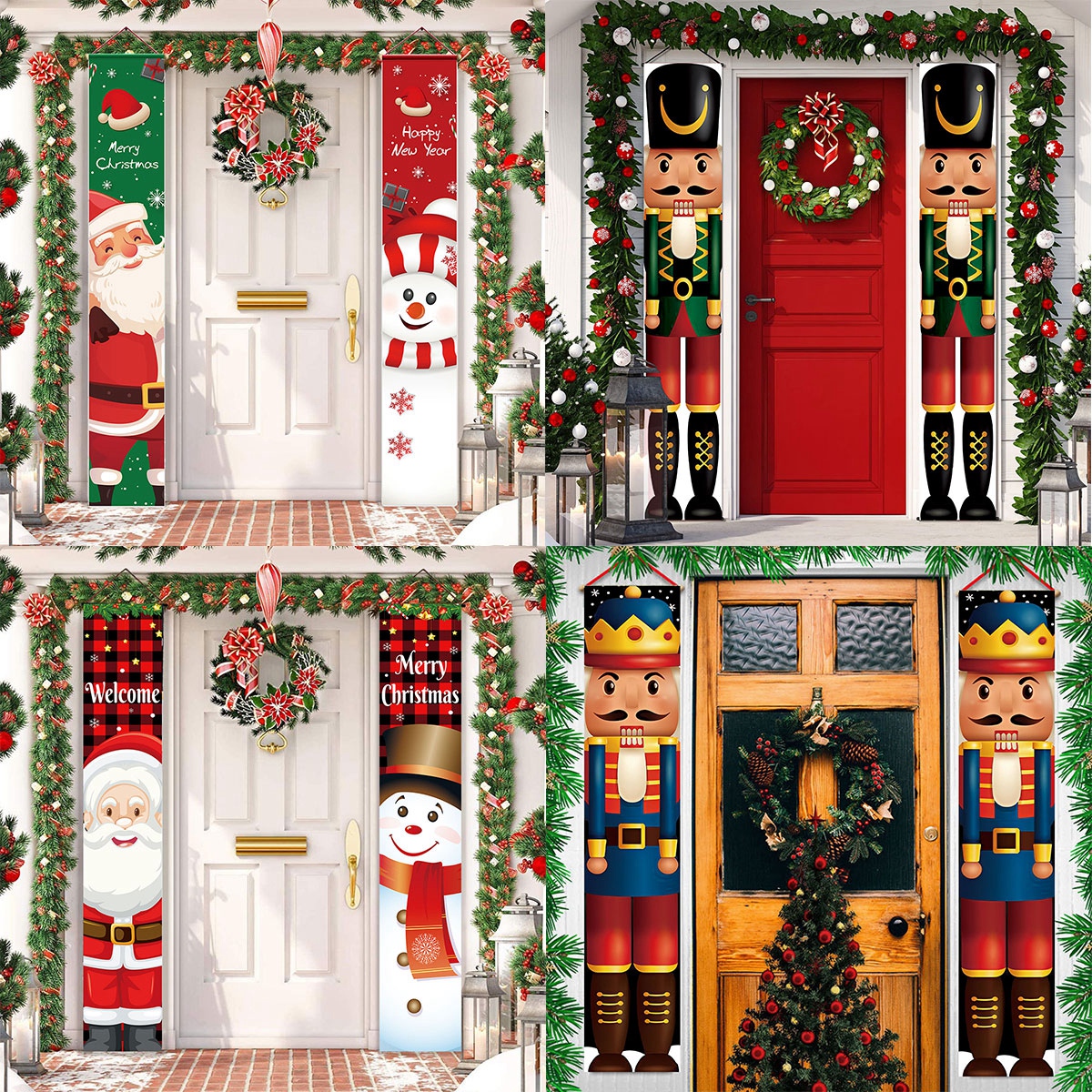 Quebra-nozes soldado banner cortina de porta de natal feliz natal decoração para casa 2023 natal navidad natal presentes de ano novo