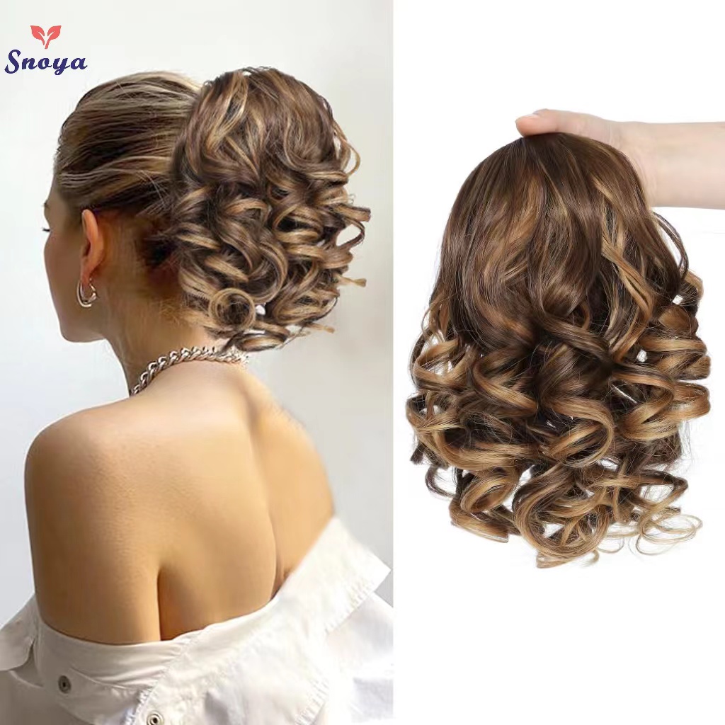 สั้น CURLY Drawstring หางม้า Extensions คลิปสังเคราะห์ในส่วนขยายของผม Elegant สําหรับทุกวันอุปกรณ์เสริมผม