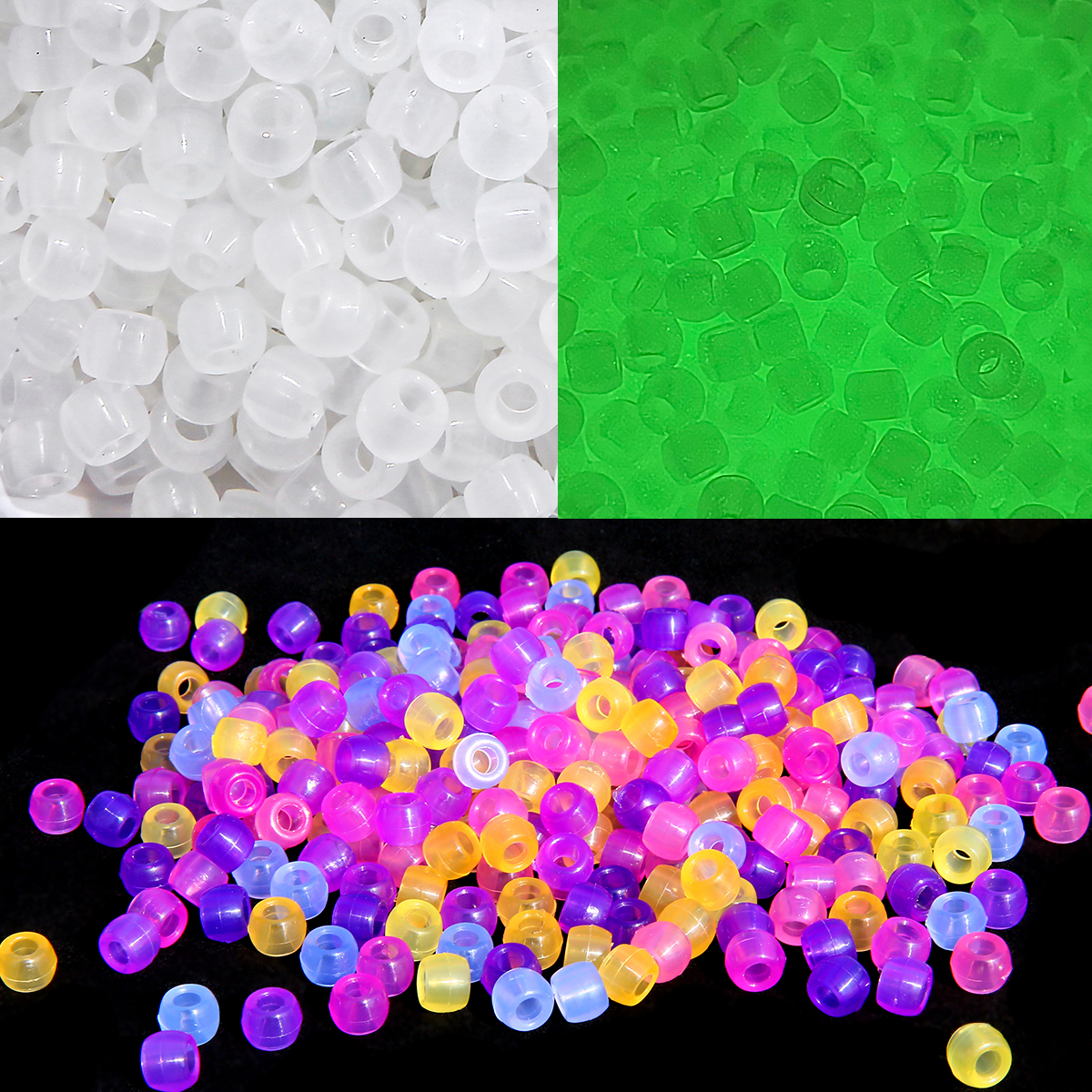 UV Reactive Acrílico Beads, DIY Pulseira, Colar, Acessórios Jóias, Mudando a cor, luminoso, Glow in the Dark, 6x8mm, 100pcs