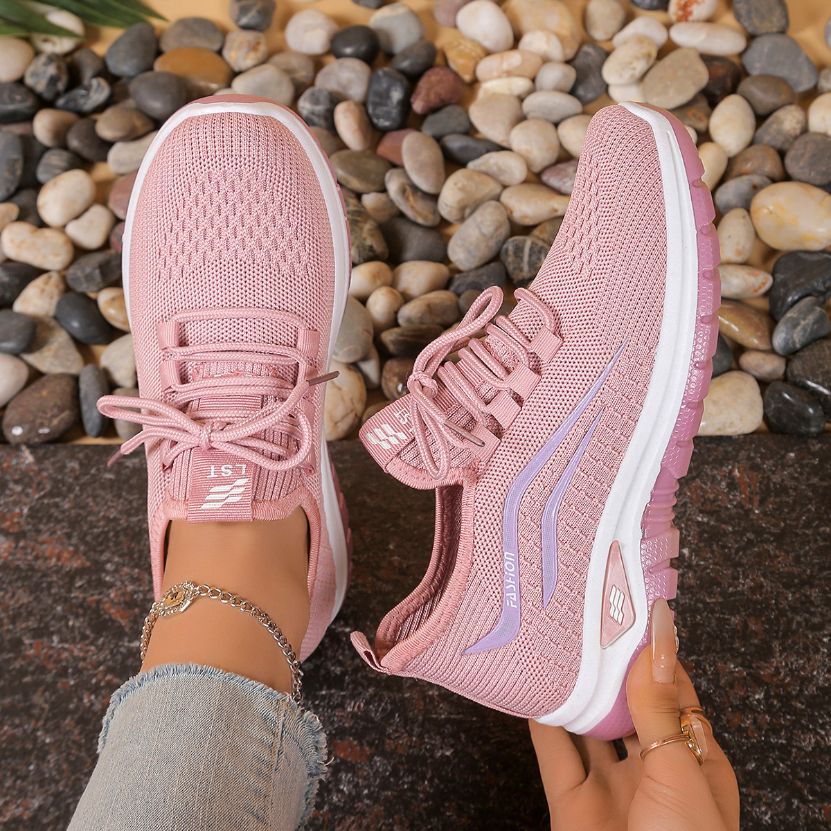 Zapatos de mujer, suelas blandas, pies no cansados, zapatillas de deporte de verano, zapatos de plataforma, tejido volador, zapatillas transpirables para mujer