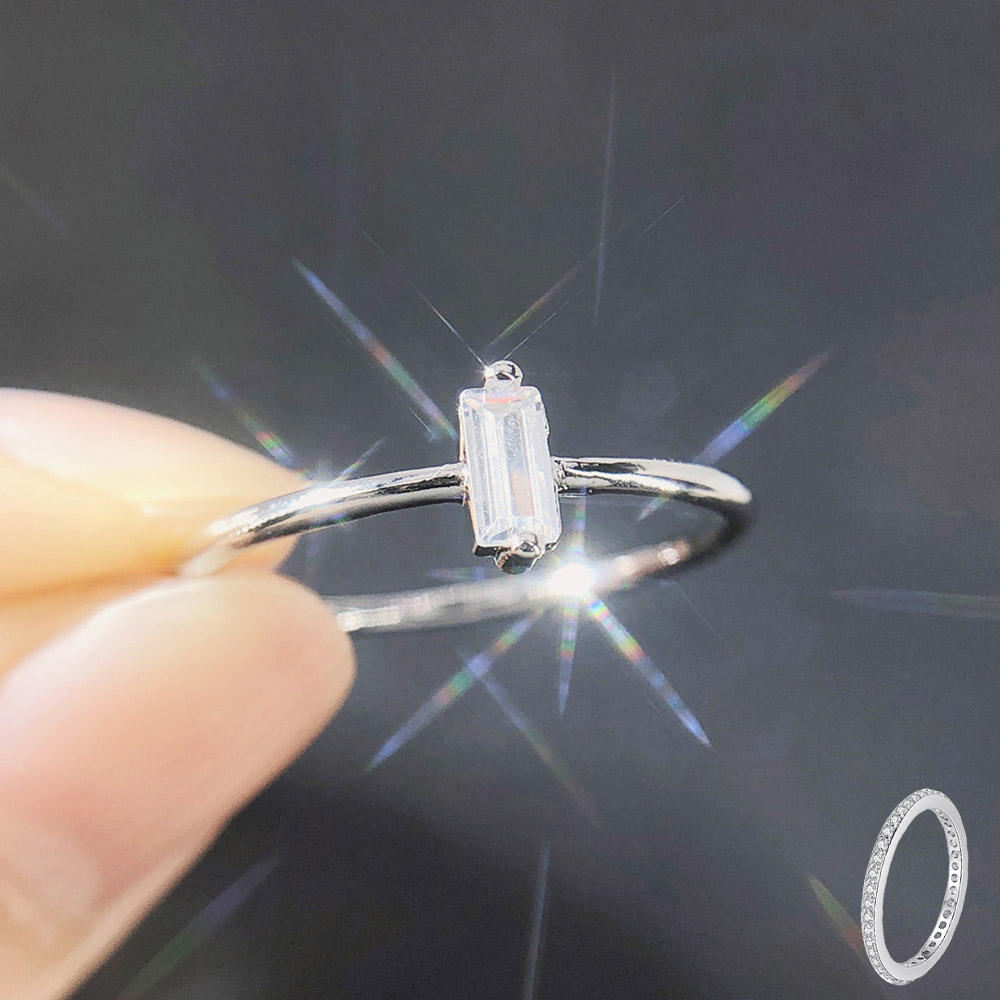 Bague géométrique en zircone pour femmes, anneau fin minimaliste, anneau de mariage, Tennis, or, nouveau bijou tendance, KAR185
