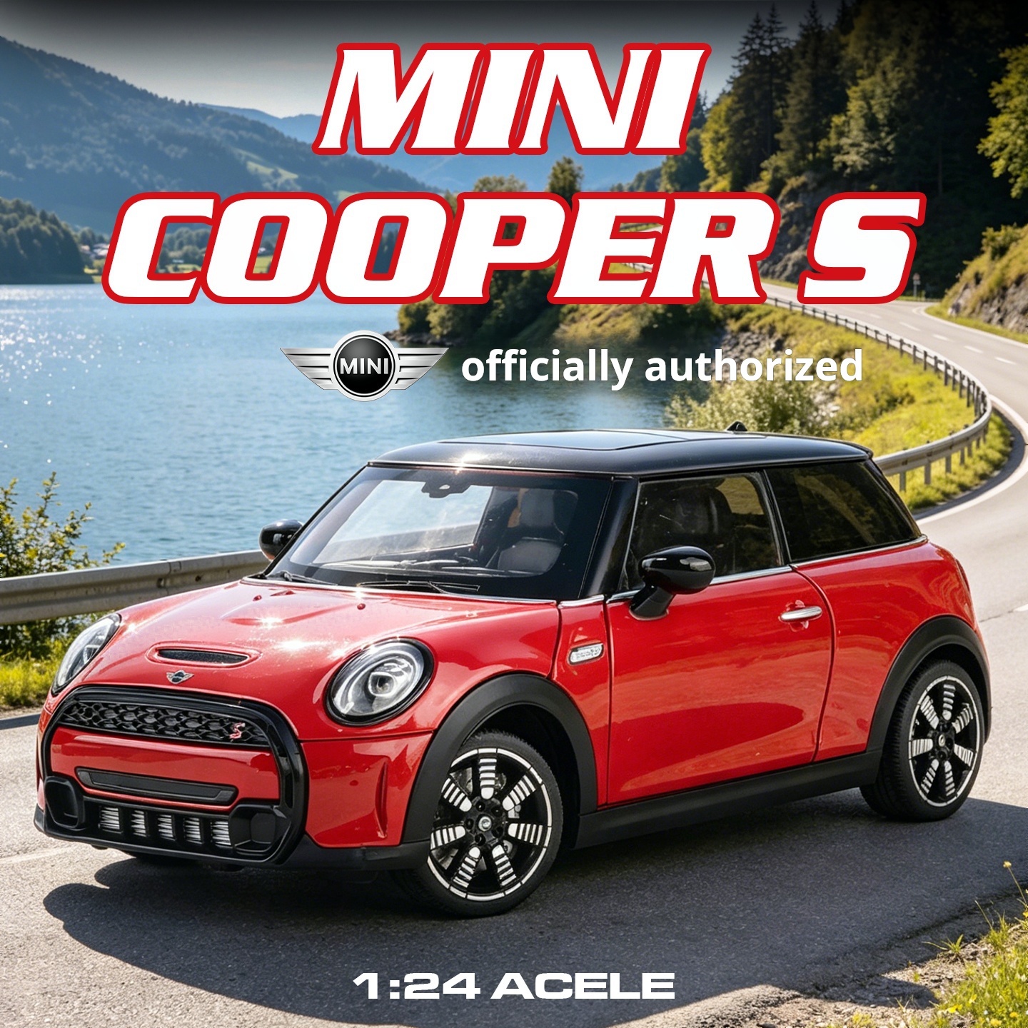 1:24 Maßstab Mini Cooper S Klassische Version Retro Britischer Kompaktwagen Exquisites Legierungs-Druckgussmodell mit Rückziehfunktion, Licht & Sound