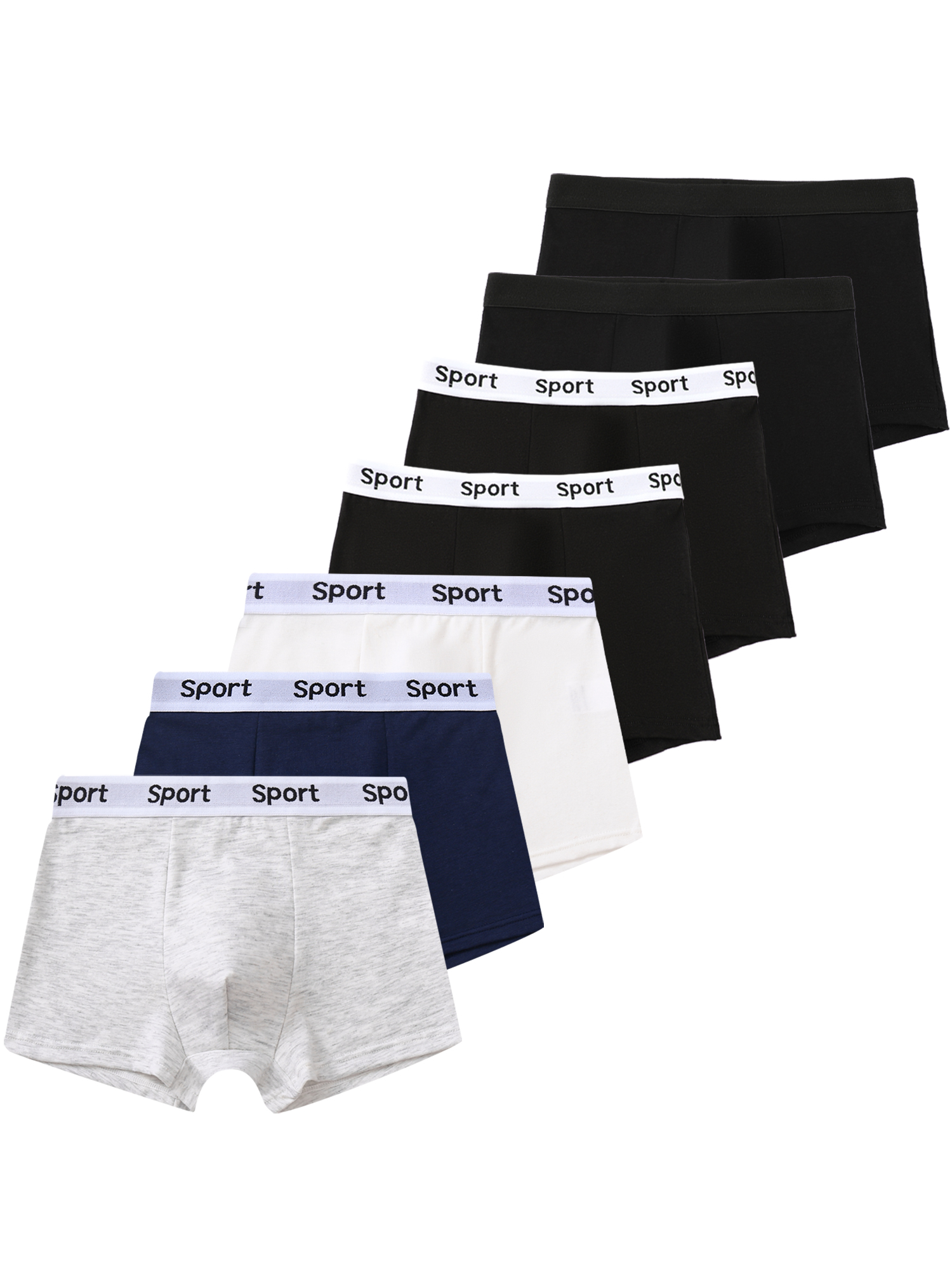 7 piezas de ropa interior mixta para niños de 8 a 14 años, calzoncillos boxer para niños de color sólido, transpirables, elásticos suaves, 95% algodón
