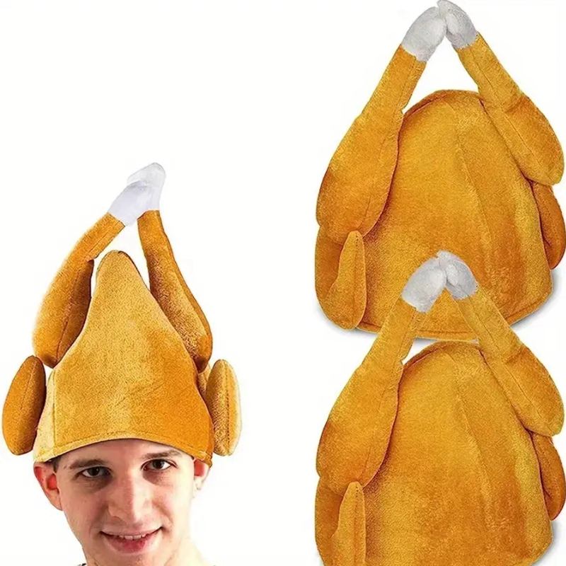 1 unidad, sombrero de pavo de Acción de Gracias para adultos, sombrero de pierna de pollo de dibujos animados de Acción de Gracias, sombrero de pavo de Carnaval, sombreros, suministros para fiestas diarias, Par