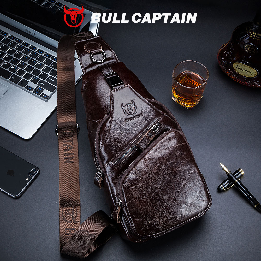 BULLCAPTAIN Tas Echt lederen borsttas Herenmode Stijl Casual Straddle Bag Zakelijk Grote capaciteit Leren herenbagage