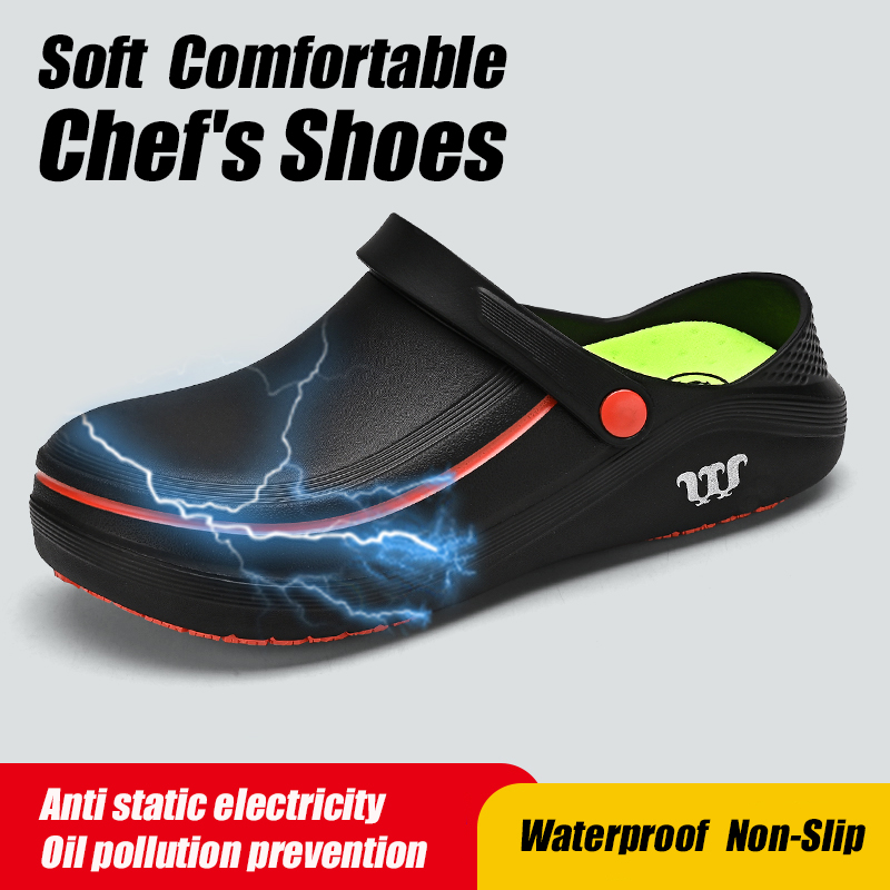 Sandal pria, sandal taman bakiak tahan air Anti Slip, sepatu koki tahan minyak, sandal nyaman, sepatu pekerja Wanita memancing luar ruangan