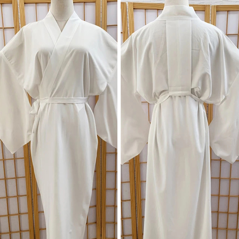 Feminino tradicional japonês quimono juban branco yukata vestido longo robe com cinto vestido haori quimonos acessórios de uso interno
