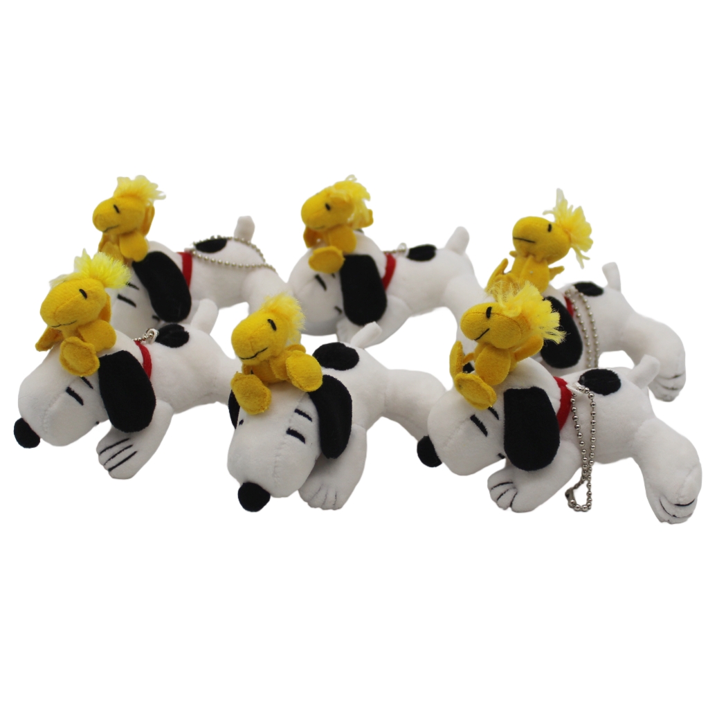 6 sztuk 10cm pluszowych zawieszek Snoopy z Peanuts, miękkie zabawki, świąteczne zabawki Snoopy, hurtownia zabawek Snoopy