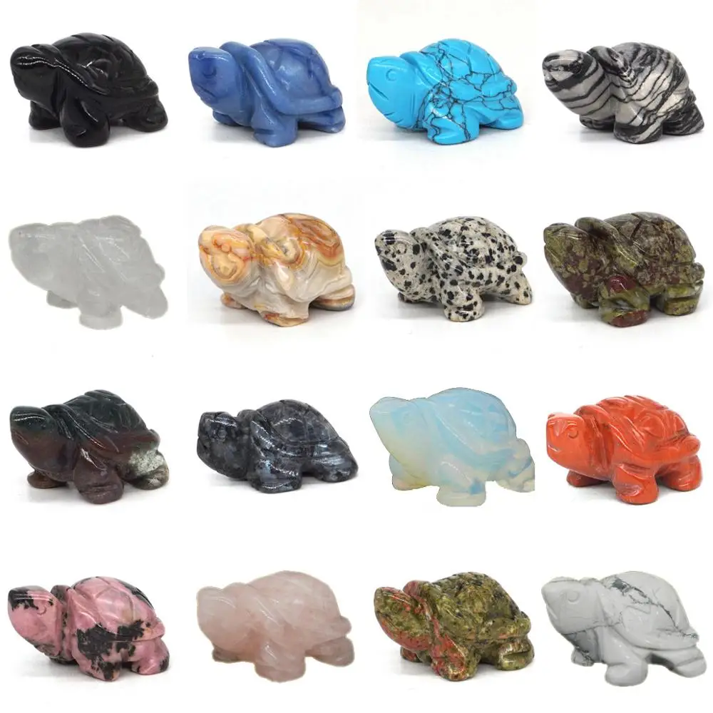 1.5" Tortoise Statue Natural Gemstone Carving Healing Crystal Animals Figurines Reiki Stones Decoration Wholesale