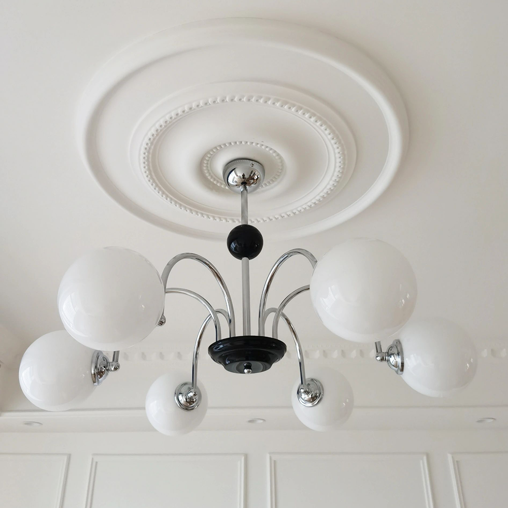Round PU Simulated Gypsum Ceiling Light Panel Lightweight Carved Pattern Ceiling Medallion for Home Villa Hotel Interior Decorat