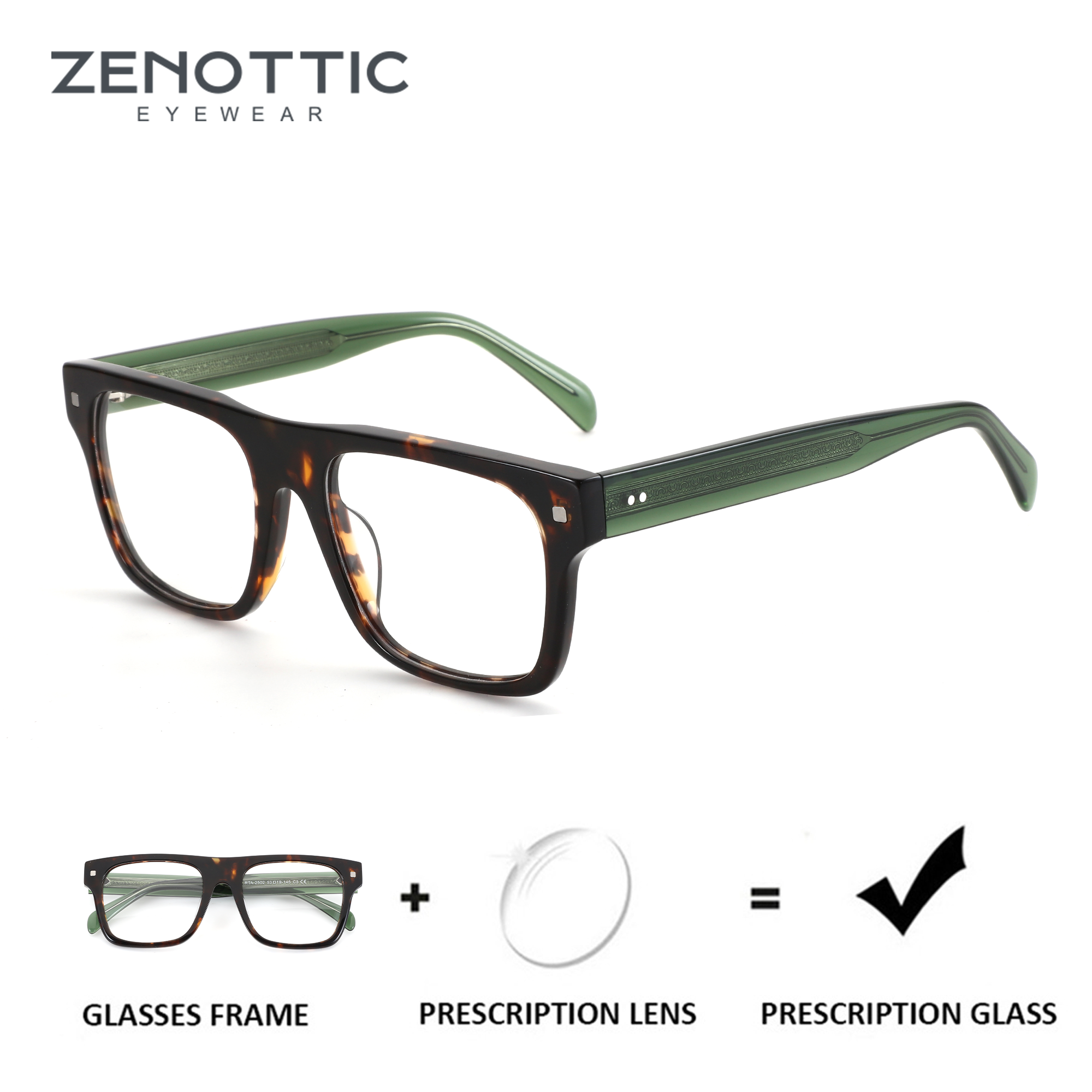 ZENOTTIC (taglia M) Occhiali da vista quadrati in acetato con lenti progressive da uomo, occhiali ottici per miopia fotocromatici