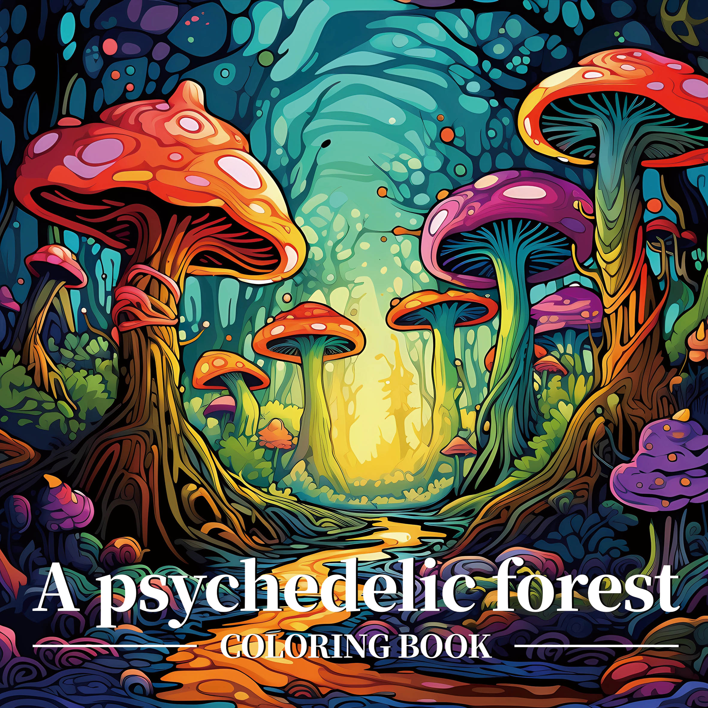 Ein Malbuch mit psychedelischen Waldmustern für Erwachsene und Jugendliche. Niedliches Zeichenbuch, perfektes Geschenk für Party und Geburtstag