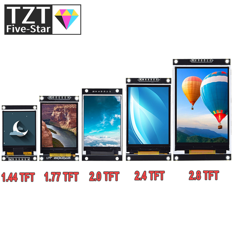TZT 1,77/2,0/2,4/2,8-дюймовый цветной TFT-экран, модуль ЖК-дисплея, привод ST7735 ST7789, интерфейс SPI 128*128 240*320