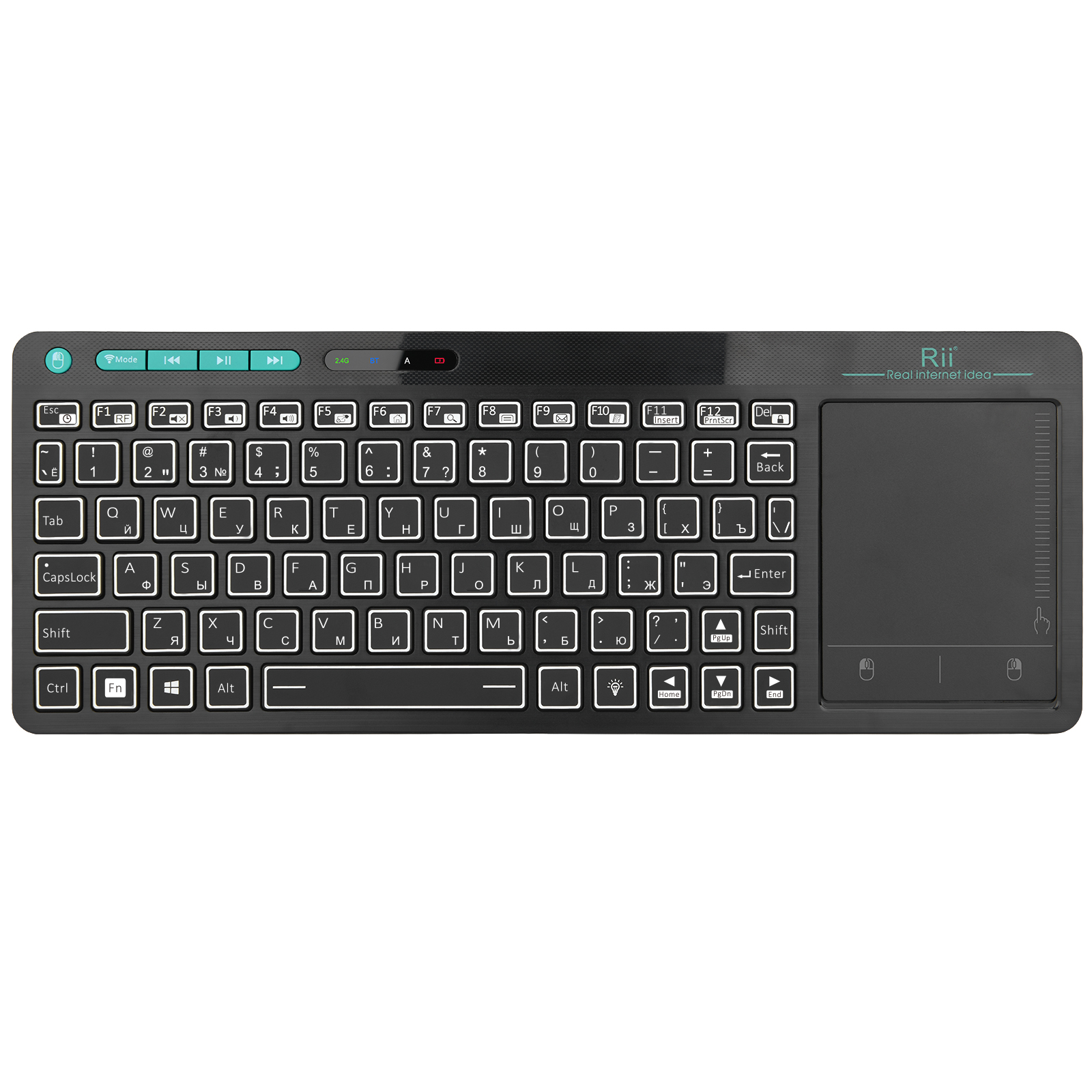 Rii K18S-Mini clavier Bluetooth russe rétro4.2 sans fil, multi-touch, pour Smart TV Android TV Box,IPTV HTPC,PC
