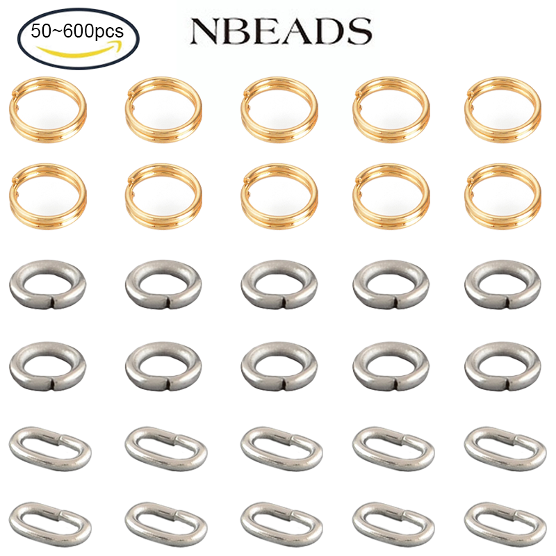 NBEADS-Bagues diabétiques en acier inoxydable 600 non soudées, 4x0.7-5x0.8mm, document doré pour bijoux, boucle d'oreille, 50-304 PCS