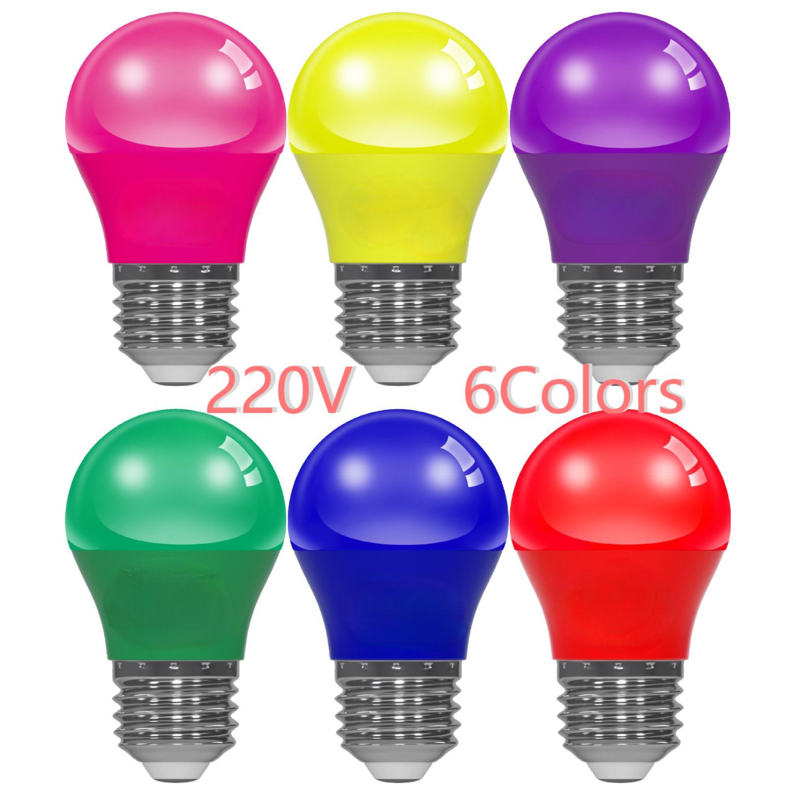 6PCS หลอดไฟ LED 6 สี 220V A15 G45 E27 5W สีแดงสีชมพูสีเขียวสีม่วงสีฟ้าสีเหลืองโคมไฟคริสต์มาสวันหยุดฮาโลวีน party Decor