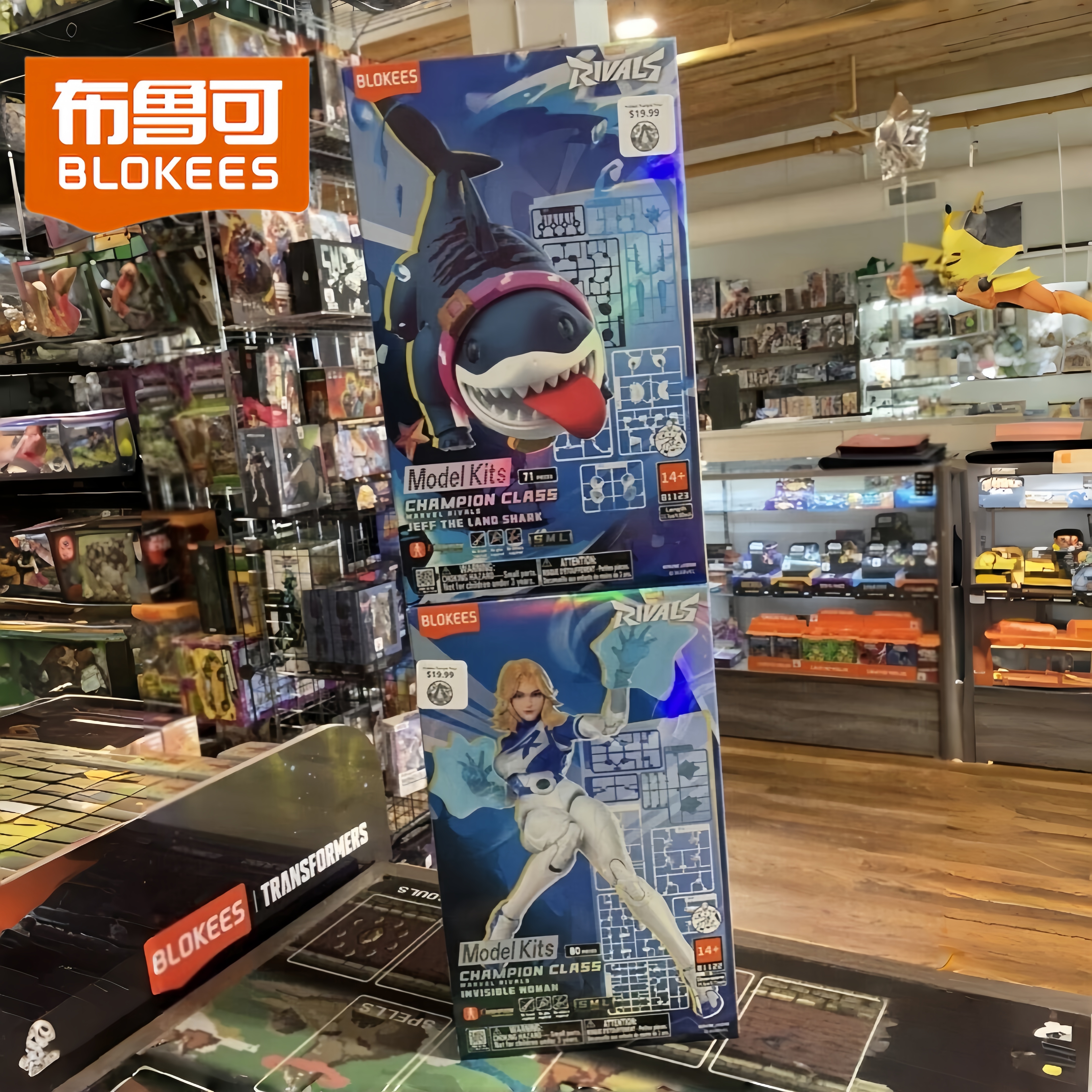 Nova Série Blokees Marvel Rivals: Bonecos Articulados da Mulher Invisível e Tubarão Terrestre - Modelo Montável para Presente