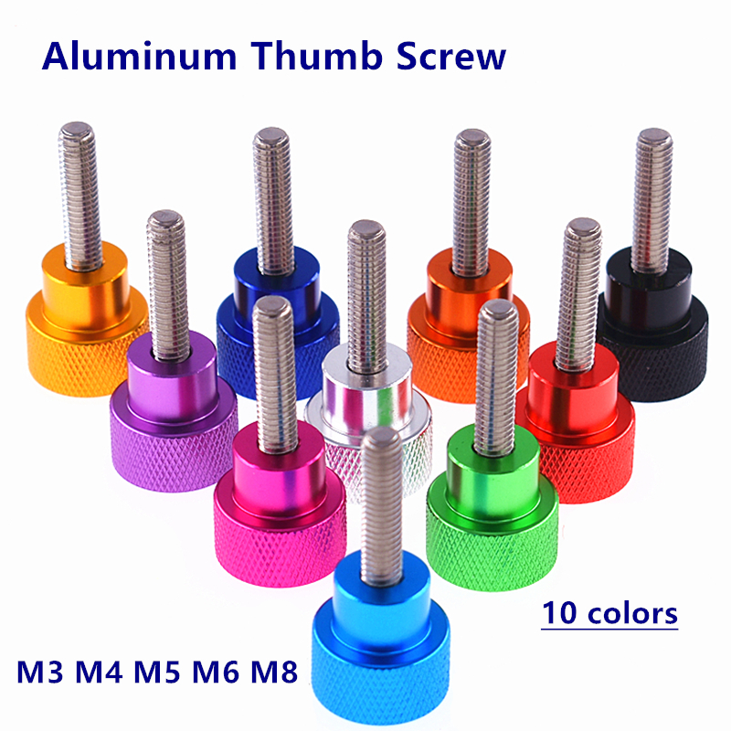 Vis à molette M3 M4 M5 M6, tête moletée en aluminium, filetage en acier inoxydable, vis à serrage manuel, 2 pièces/lot