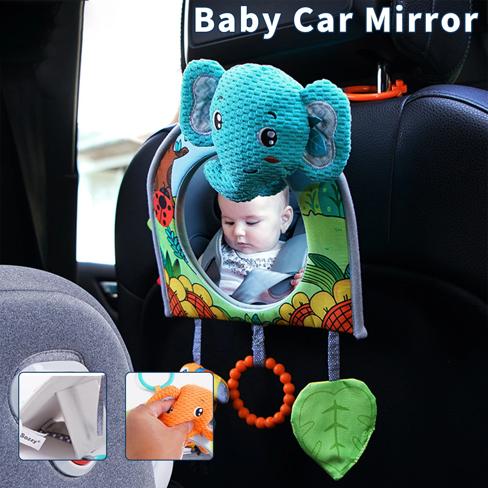 Espelho retrovisor para carro de bebê, assento traseiro de carro infantil, monitor ajustável, educação, brinquedos sensoriais para crianças, viagens