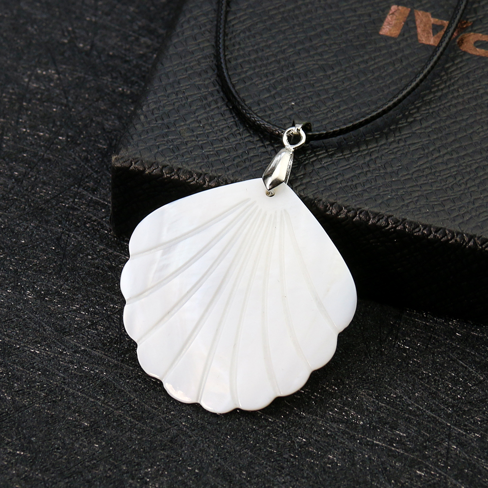 Colar de concha branca mãe de pérola pingente escultura palmetto fã cowry charme verão setor mop corrente festa mulher jóias presente