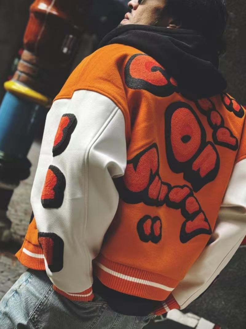 Bordado jaqueta do time do colégio dos homens mangas de couro do plutônio oversized bombardeiro jaquetas mulheres casacos de beisebol streetwear roupas masculinas