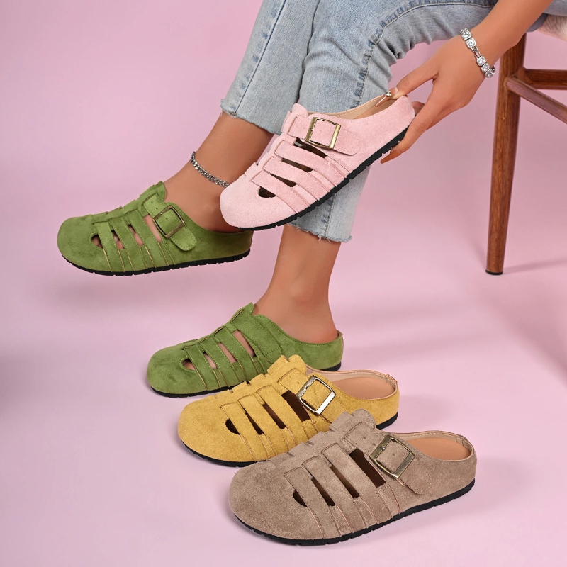 2026 Mode Retro Vrouwen Sandalen Zachte Zool Antislip Platte Schoenen Zomer Ronde Neus Platte Schoenen Comfortabele Veelzijdige Vrouwen Sandalen