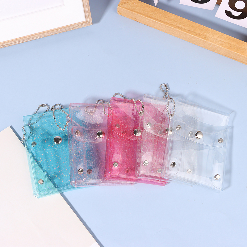 Mini bolso de maquillaje lindo bolso de lápiz labial transparente con lentejuelas llavero rosa estuche de maquillaje
