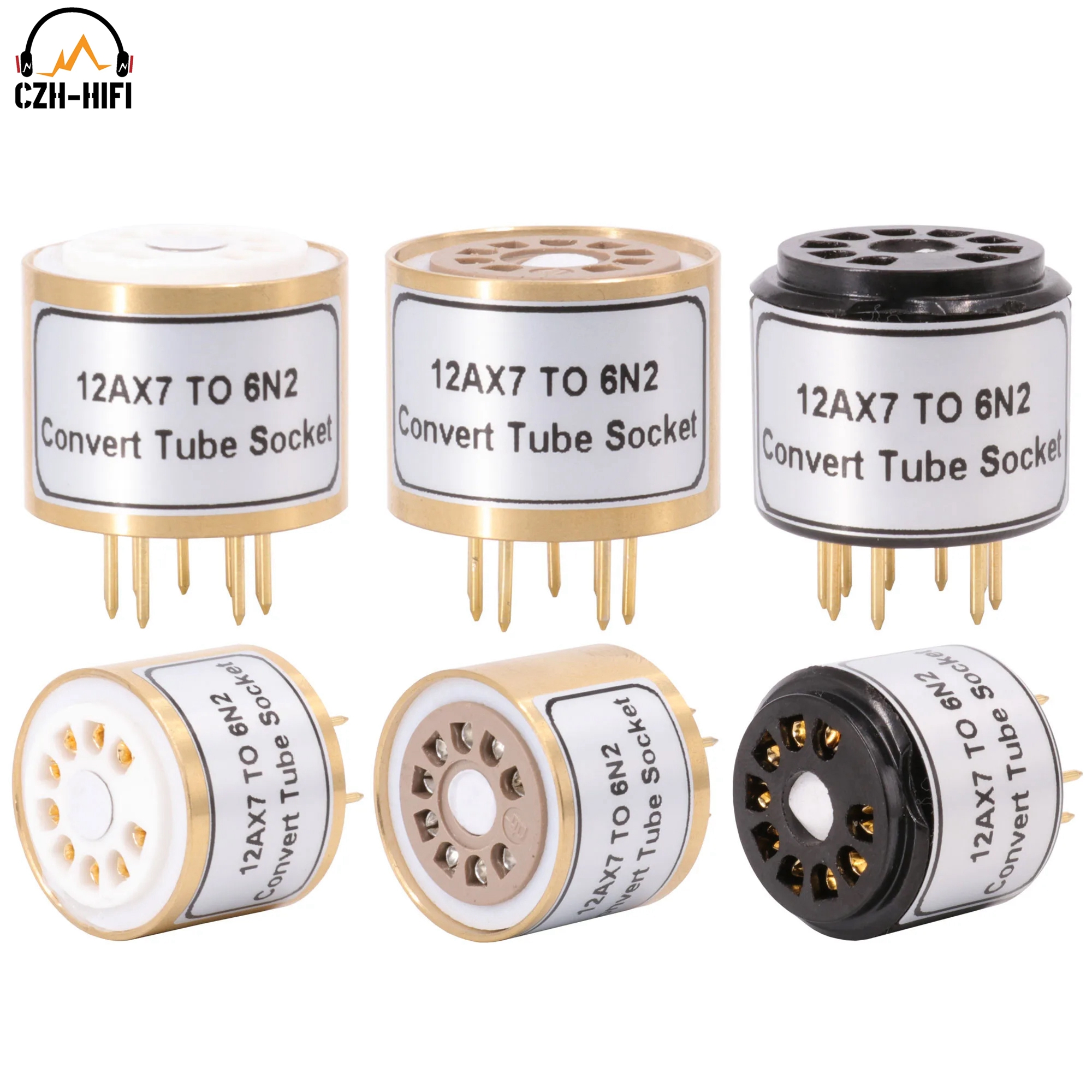 Tubo di Presa Convertitore 12AU7 ECC82 ECC83 12AX7 per 6N2 6N1 6N6 ECC88 6922 Presa Adattatore di Ceramica Bolton Bachelite Placcato Oro spille