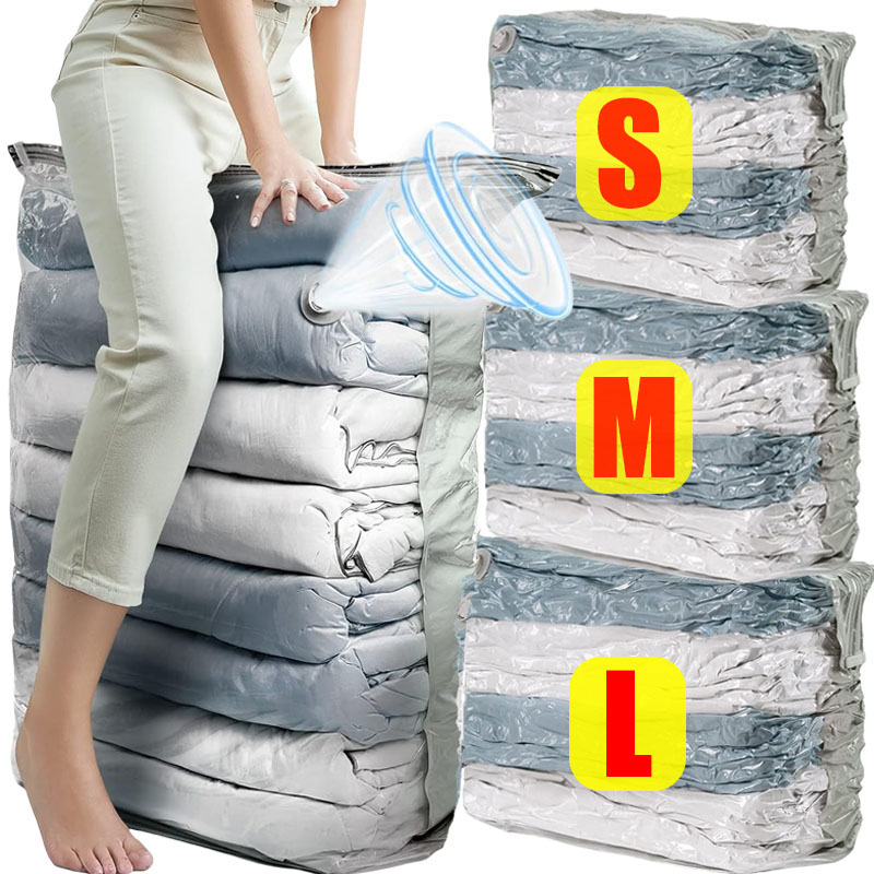 No Need Pump Vacuum Bags Cube Large Capacity Space Saver Storage Bag for Storing Clothes Blanket Quilt Compression Organizer Bag