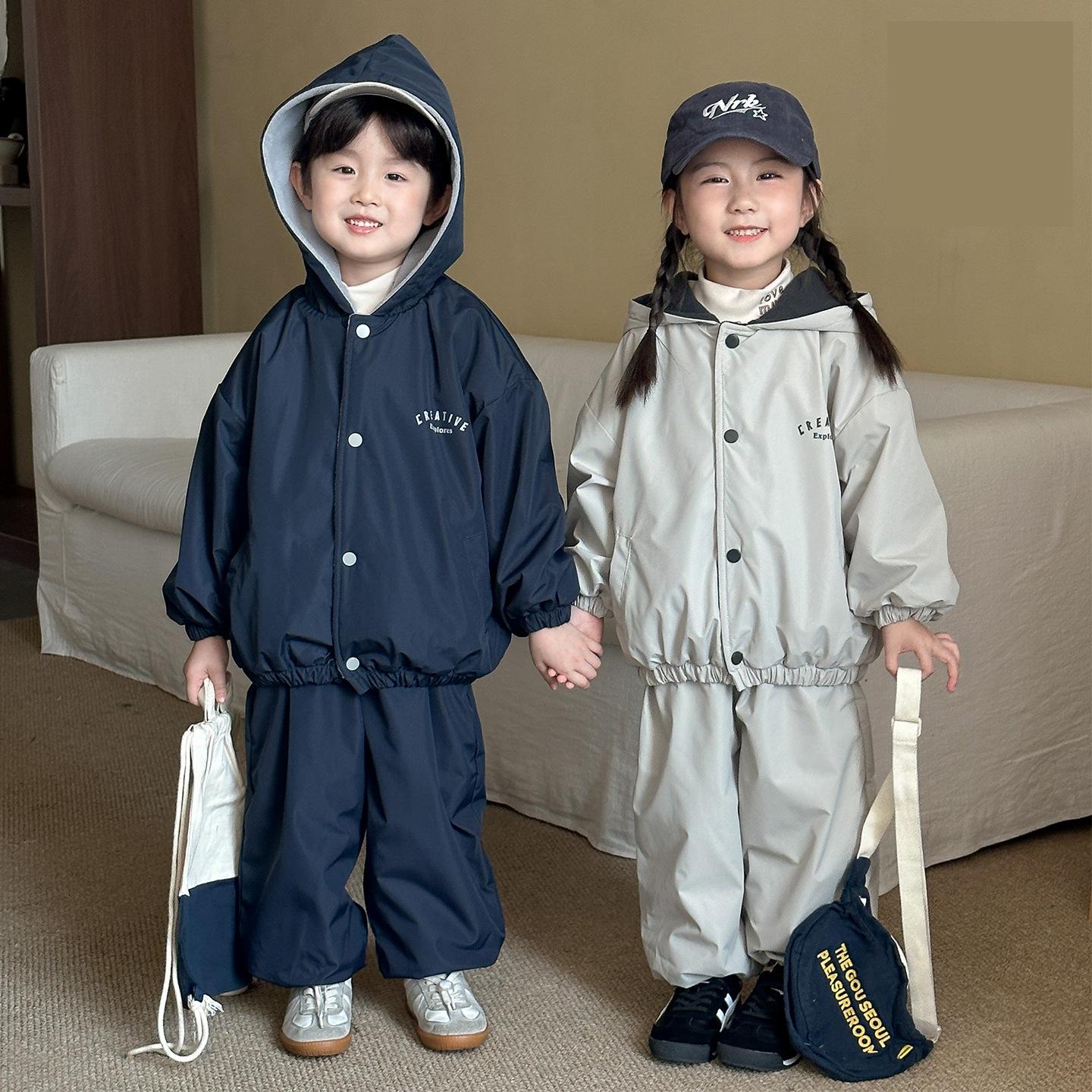 Ensemble de vêtements à manches longues pour enfants, manteau à capuche + pantalon en polaire pour garçons et filles, costume 2 pièces en velours épais et chaud, nouvelle collection hiver 2025