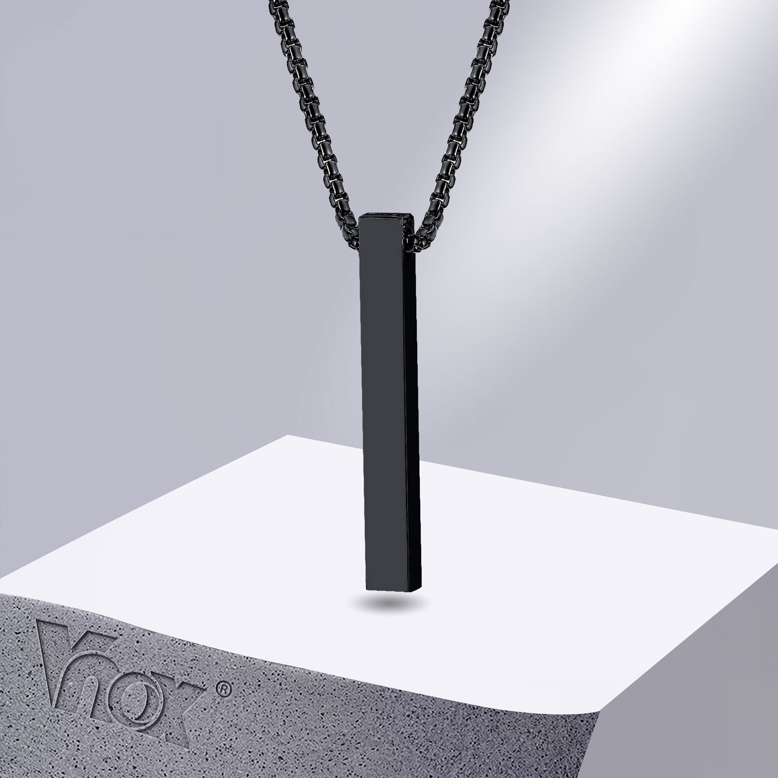 Naszyjnik Vnox 5mm dla kobiet i mężczyzn, wisiorek ze stali nierdzewnej 3D, minimalistyczny, prosty, swobodny kołnierz na szyję unisex