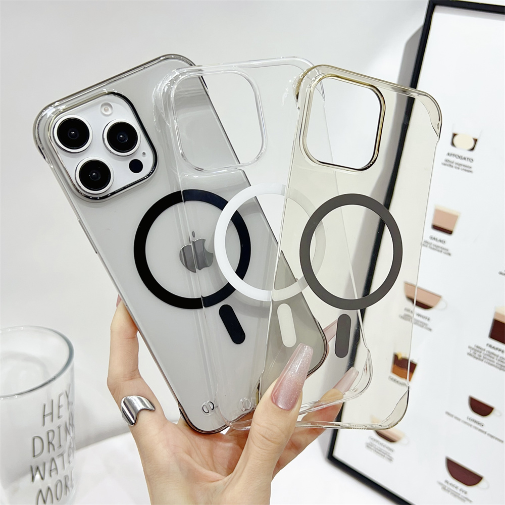PC transparente ultrafina para funda de teléfono Magsafe sin marco para iPhone 17 15 16 Plus 12 13 14 Pro Max cubierta trasera dura de carga inalámbrica