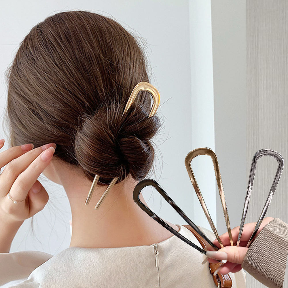 Jepit Rambut Bentuk U Sederhana Baru Jepit Rambut Logam Stik Rambut Geometris Jepit Rambut Mode Aksesori Rambut Perhiasan Wanita Hiasan Kepala