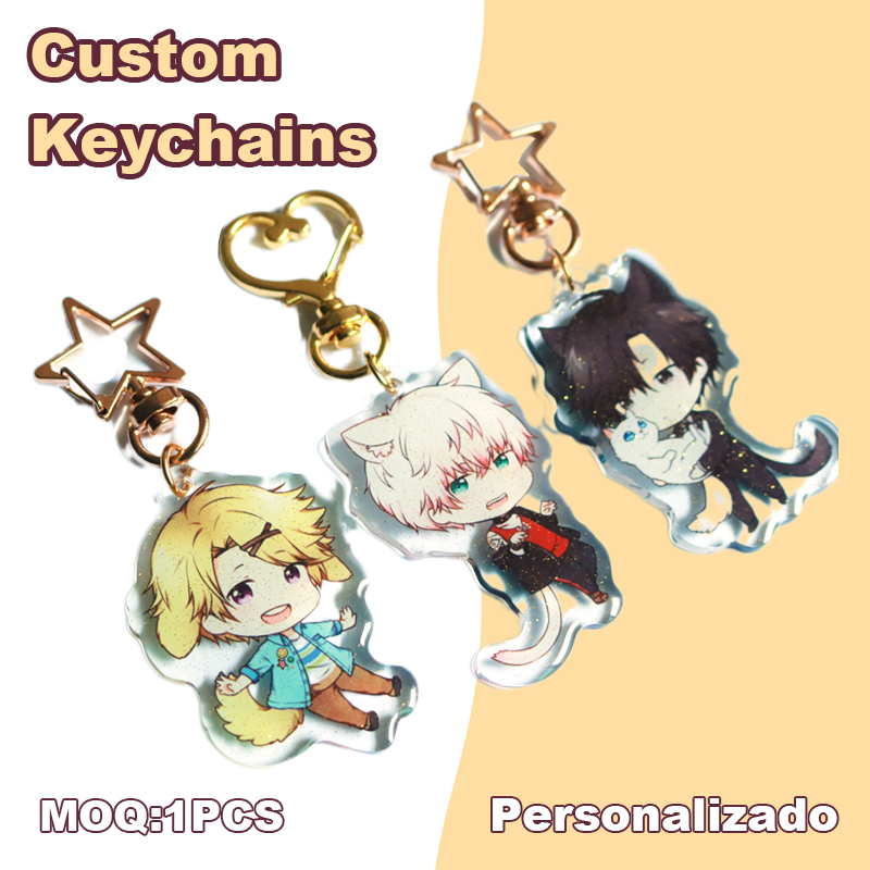 Llaveros personalizados Llavero de dibujos animados foto personalizada Anime transparente encanto holograma acrílico transparente llaveros personalizados para regalo