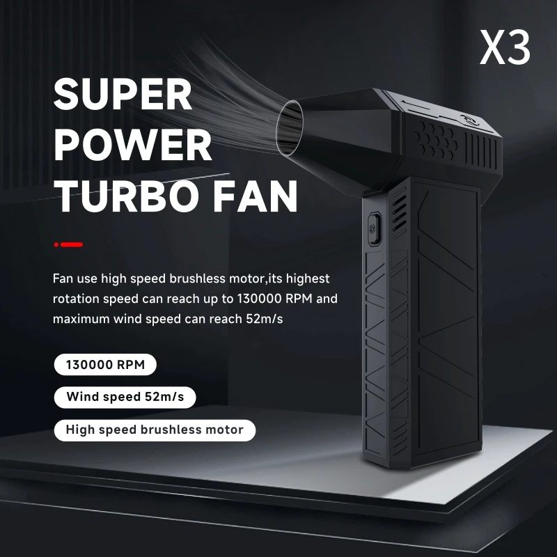 130000 RPM Samochodowy elektryczny odpylacz powietrza X3 Mini Turbo Violent Fan z 3-biegową akumulatorową dmuchawą Super Jet do klawiatury ciężarówki
