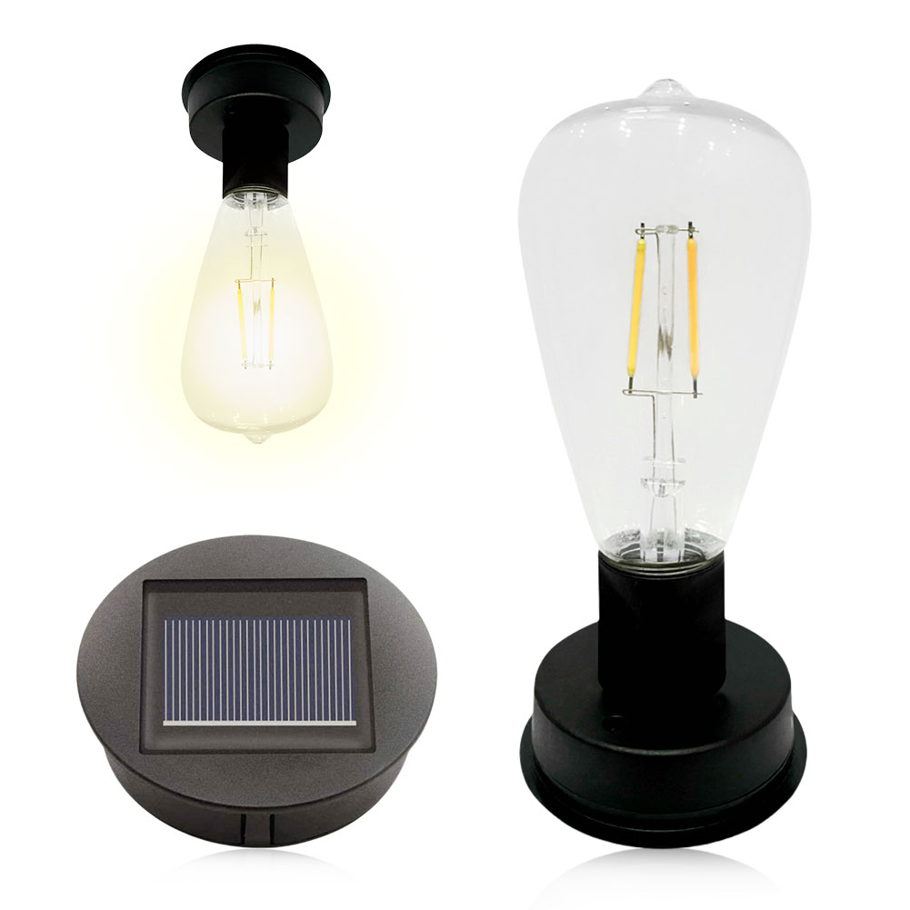 Solarlampensockel mit LED-Birne, Solarleuchten, Ersatz für Anto On & Off Atmosphäre, dekorieren Sie den Lichthalter für den Garten im Freien