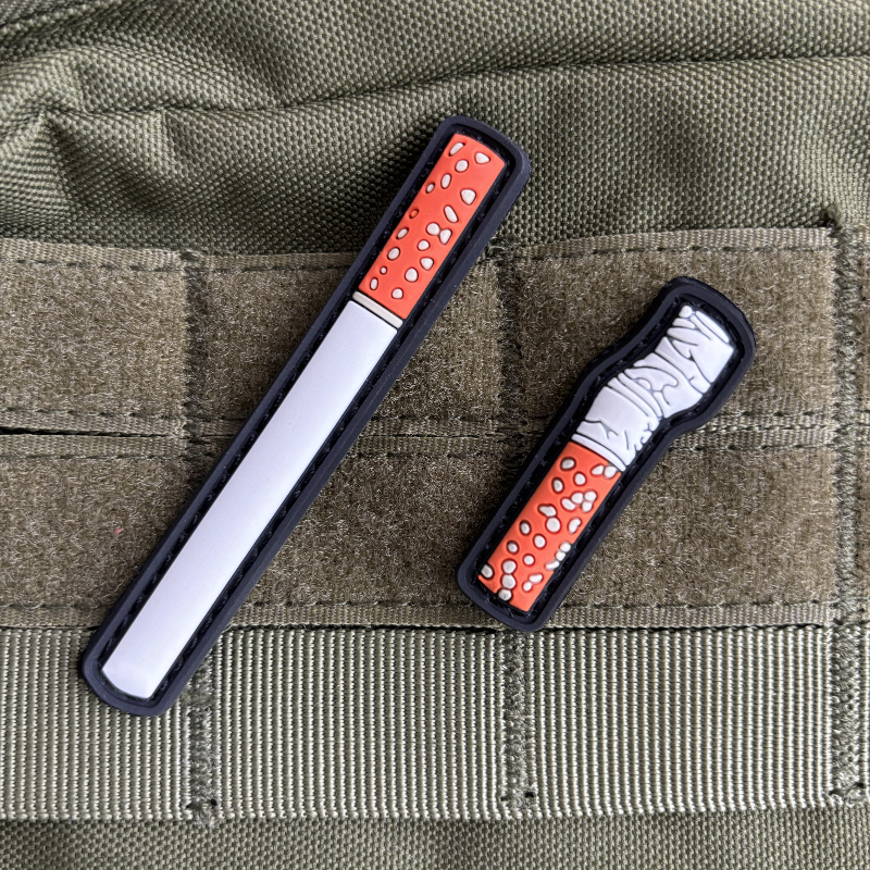 Parche táctico de PVC 3D de humo, insignia de moral a tope de cigarrillo, parches para ropa, gancho y bucle, pegatina para mochila militar, apliques