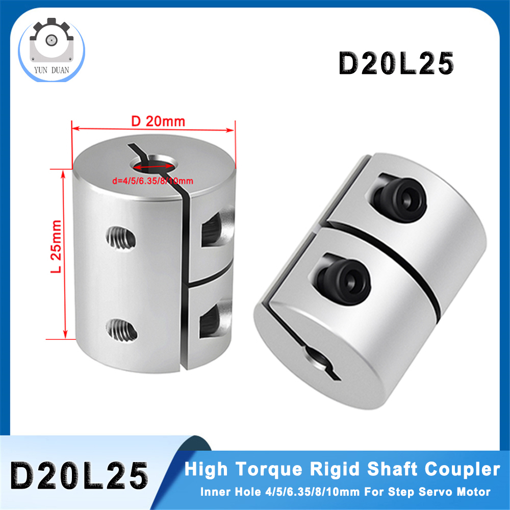 High Torque D20L25 Rigid Coupler Aluminium Alloy Lead Screw Coupling 4/5/6/6.35/8/10mm For Step Servo Motor CNC 3D Printer Part