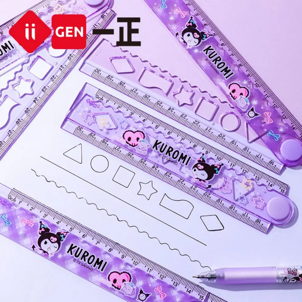 Iigen 30 cm Cartoon-Klapplineal Melody Kwaii Grundschule Transparentes, verbreitertes und verdicktes Lineal für Studenten, Schreibwaren, 1 Stück