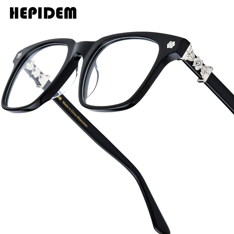 FONEX HEPIDEM Acetat Brillen Rahmen Männer Retro Chrom Gläser Frauen Marke Designer Platz Japanische Handgemachte Brille CH9395