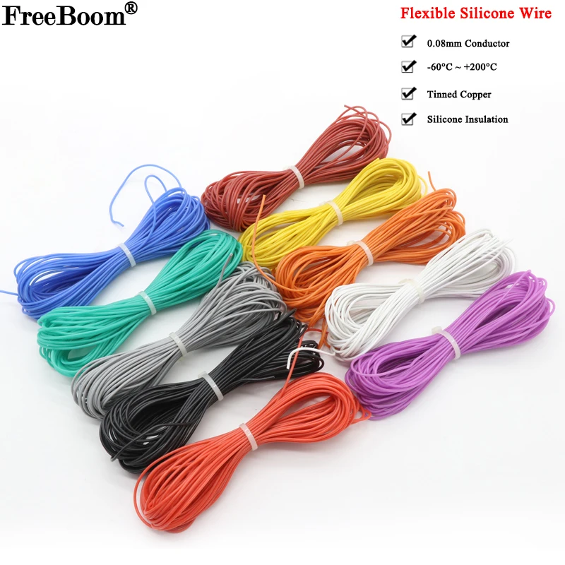 1M/5M Kabel żaroodporny 30 28 26 24 22 20 18 16 15 14 13 12 10 AWG Ultra miękki przewód silikonowy Wysokotemperaturowa elastyczna miedź