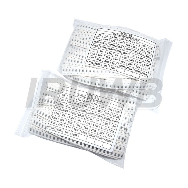1500 stks/set Weerstanden Diverse Set SMD 60 Waarden X 25 Stuks 0R-10M Ohm 1% Hoge Precisie Film chip Weerstand Kit 0603 0805