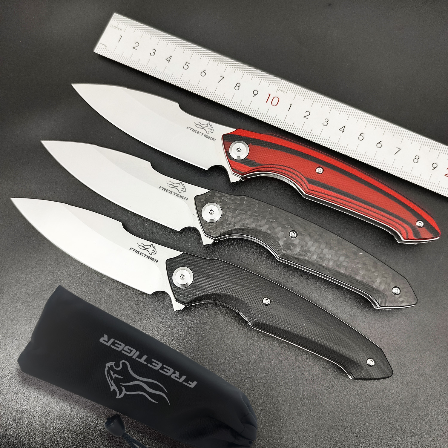 FREETIGER Nuevo cuchillo de bolsillo plegable FT51, acero K110, mango de fibra de carbono G10, para exteriores, senderismo, caza, camping, cocina, cuchillos EDC