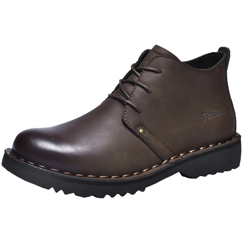 VIPOL sepatu bot kulit untuk pria, sepatu bot santai klasik, sepatu Platform nyaman, sepatu bot kulit Retro untuk pria