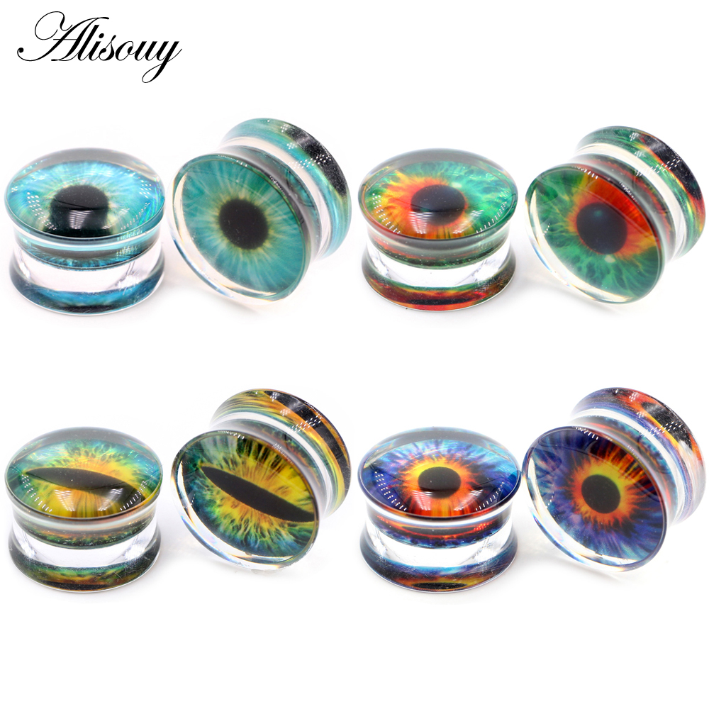 Alisouy 2 Stück transparente runde Acryl Augapfel Ohrmessgeräte Tunnel Plugs Flesh Stretcher Expander Ohrringe Piercing Körperschmuck