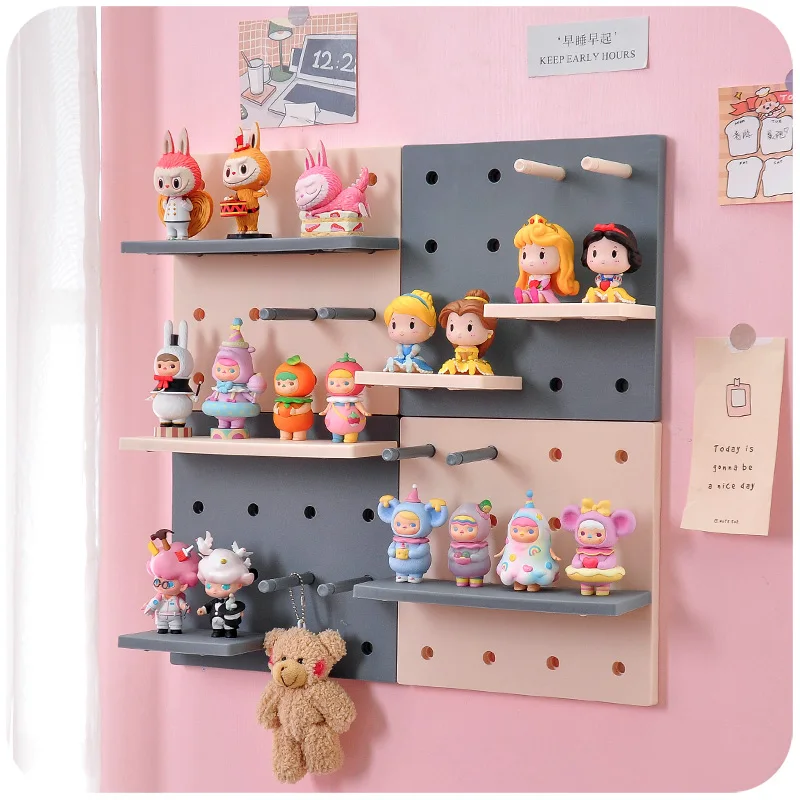Wandmontiertes Lochbrett, Wandregal, freier Stanzaufhänger, Bücherregal, Figuren-Display-Regale, Ständer, Schlafzimmer, Schreibtisch, Wandaufbewahrungshalter